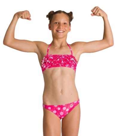 Tropical Summer Bandeau Rouche Bikini