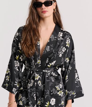 Loose fit κοντό εμπριμέ kimono