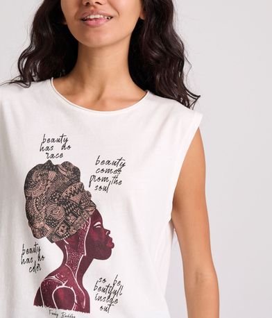 Αμάνικο t-shirt με τύπωμα σε boho look