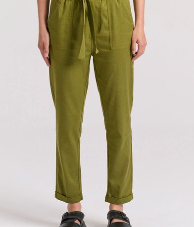 Lyocell blend cropped παντελόνι με ζώνη