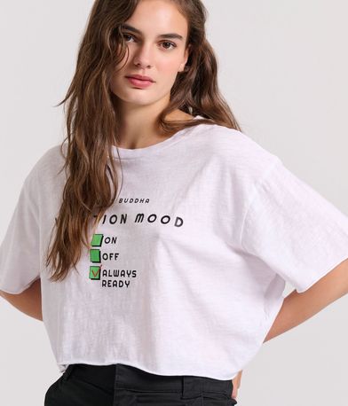 Loose fit cropped t-shirt με τύπωμα