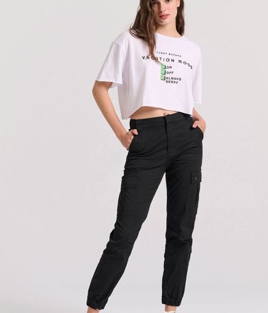 Loose fit cropped t-shirt με τύπωμα