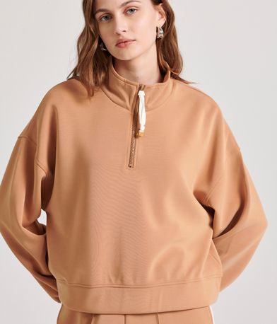 Γυναικείο half-zip φούτερ με ψηλή λαιμόκοψη