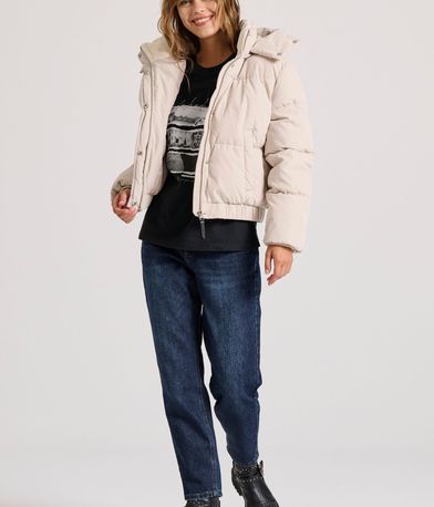 Puffer μπουφάν με αποσπώμενη κουκούλα