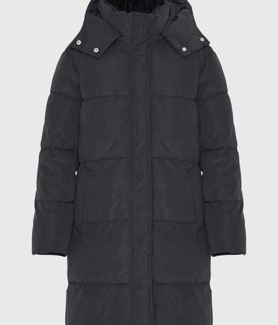 Loose fit μακρύ puffer μπουφάν με αποσπώμενη κουκούλα