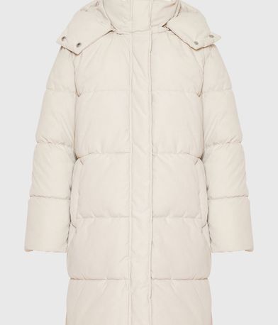 Loose fit μακρύ puffer μπουφάν με αποσπώμενη κουκούλα