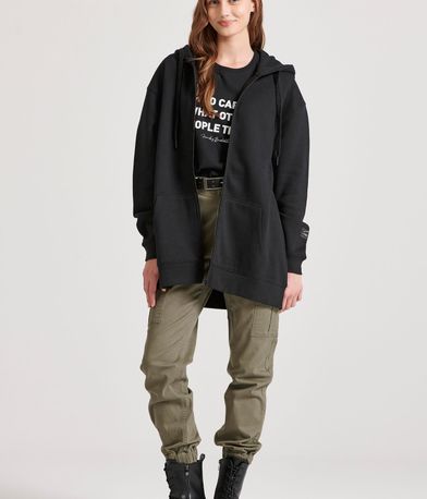 Relaxed fit φούτερ ζακέτα με τύπωμα στη πλάτη
