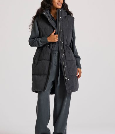 Loose fit αμάνικο puffer μακρύ μπουφάν