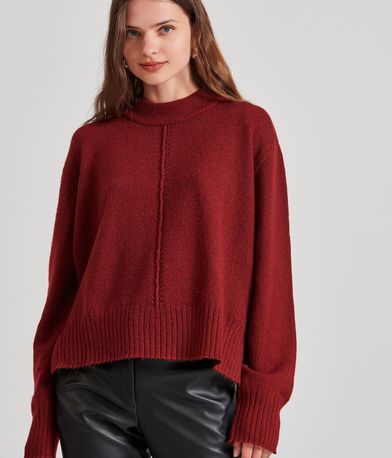 Relaxed fit πλεκτή μπλούζα με στρογγυλή λαιμόκοψη