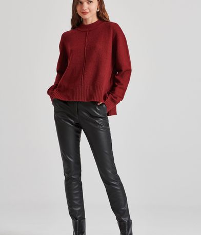 Relaxed fit πλεκτή μπλούζα με στρογγυλή λαιμόκοψη