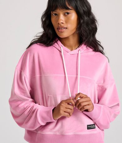 Relaxed fit βελουτέ φούτερ με κουκούλα