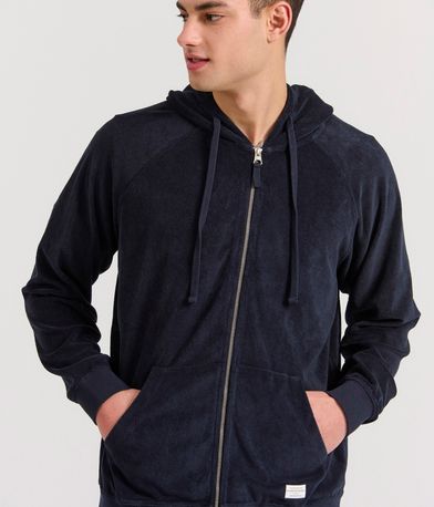 Relaxed fit φούτερ ζακέτα σε πετσετέ ύφασμα