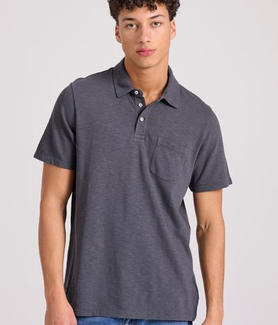 Garment dyed polo μπλούζα από φλάμα