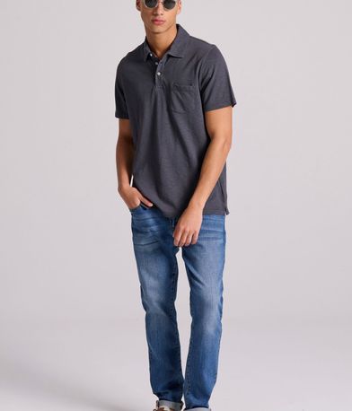 Garment dyed polo μπλούζα από φλάμα