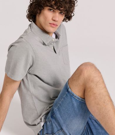 Garment dyed polo μπλούζα από φλάμα