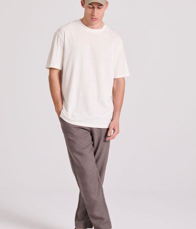 Relaxed fit linen blend μονόχρωμο t-shirt