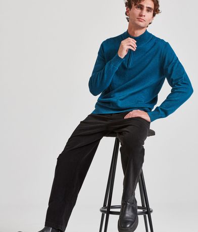 Ανδρικό half-zip πλεκτό πουλόβερ