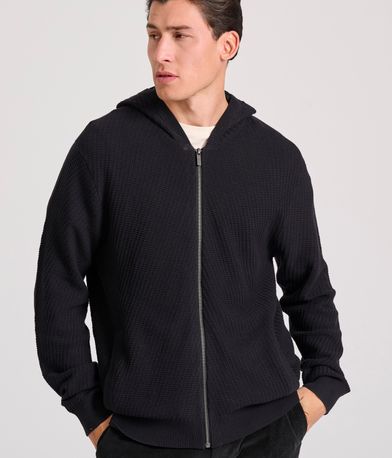 Relaxed fit ζακέτα με ανάγλυφη υφή και κουκούλα