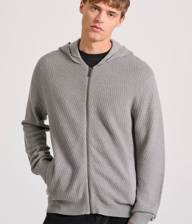 Relaxed fit ζακέτα με ανάγλυφη υφή και κουκούλα