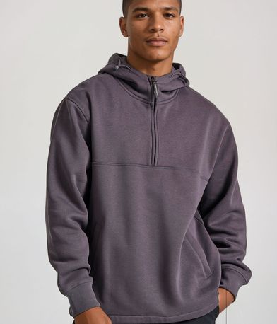 Relaxed half-zip φούτερ με τύπωμα στην πλάτη