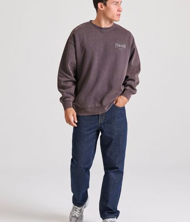 Oversized garment dyed φούτερ με τύπωμα στην πλάτη