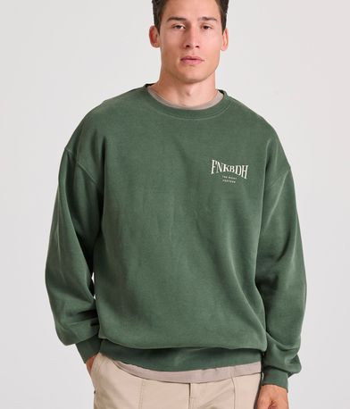 Oversized garment dyed φούτερ με τύπωμα στην πλάτη