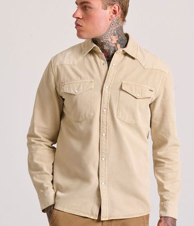 Relaxed garment dyed denim πουκάμισο