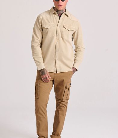 Relaxed garment dyed denim πουκάμισο