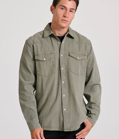 Relaxed garment dyed denim πουκάμισο