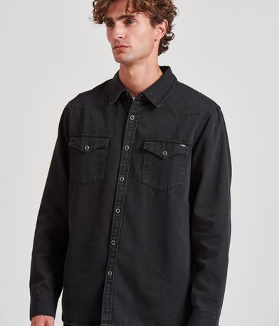 Ανδρικό denim πουκάμισο με τσέπες στο στήθος