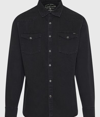Ανδρικό denim πουκάμισο με τσέπες στο στήθος