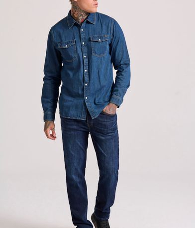Ανδρικό denim πουκάμισο με τσέπες στο στήθος