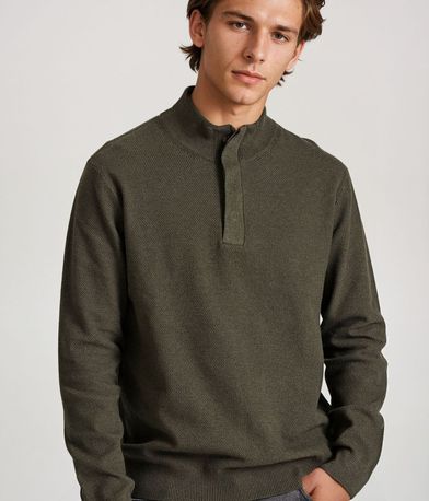 Half-zip πλεκτή μπλούζα με πατιλέτα