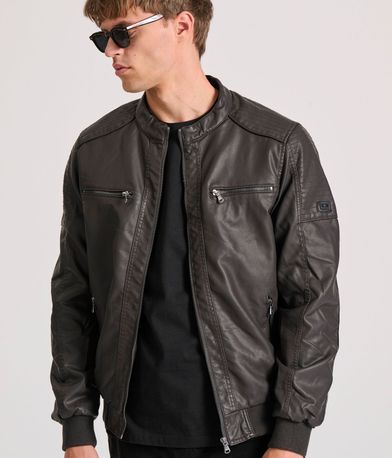 Biker μπουφάν από οικολογικό δέρμα με κουκούλα (PU)