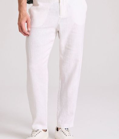 Linen blend casual chino παντελόνι