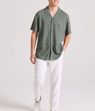 Linen blend casual chino παντελόνι