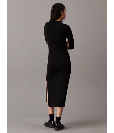 Calvin Klein Long Ribbed Cotton Polo Φόρεμα Midi Γυναικείο (J20J224456 BEH)