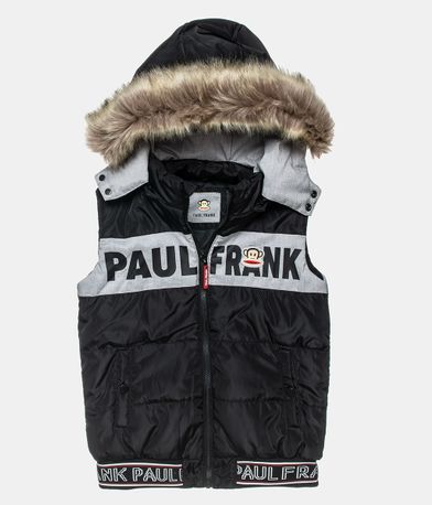 Γιλέκο-μπουφάν Paul Frank με αφαιρούμενη κουκούλα - ΜΑΥΡΟ