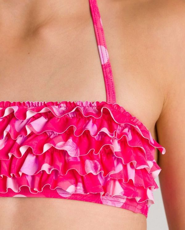 Tropical Summer Bandeau Rouche Bikini