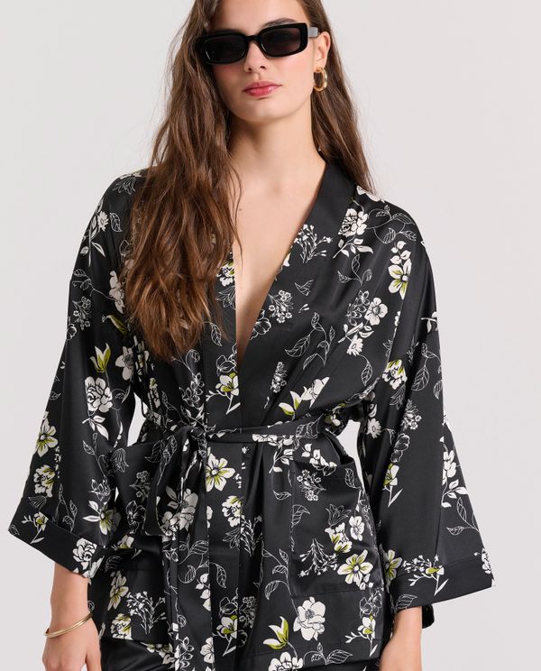 Loose fit κοντό εμπριμέ kimono