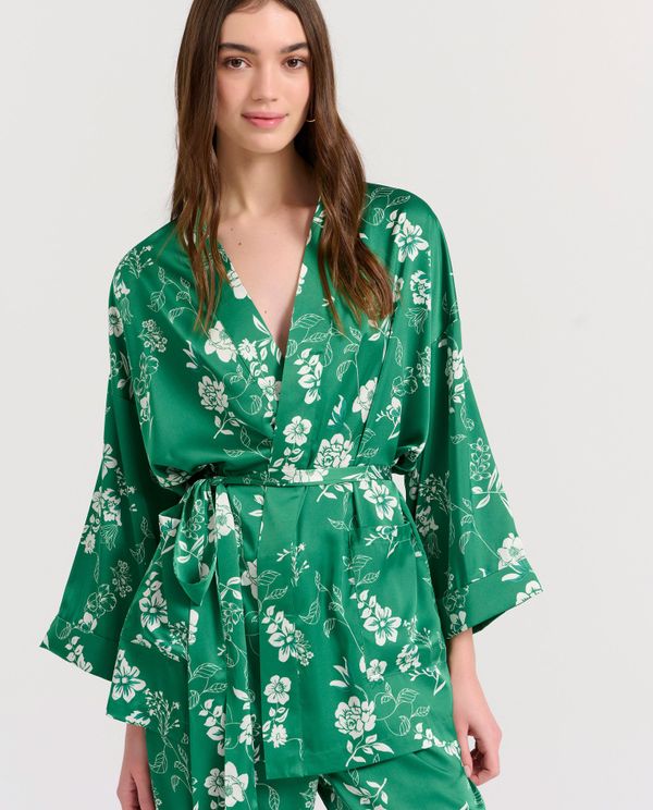 Loose fit κοντό εμπριμέ kimono