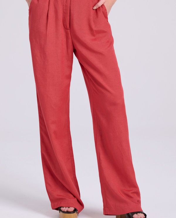 Wide leg linen blend παντελόνα με μονή πιέτα
