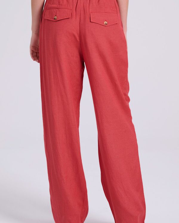 Wide leg linen blend παντελόνα με μονή πιέτα
