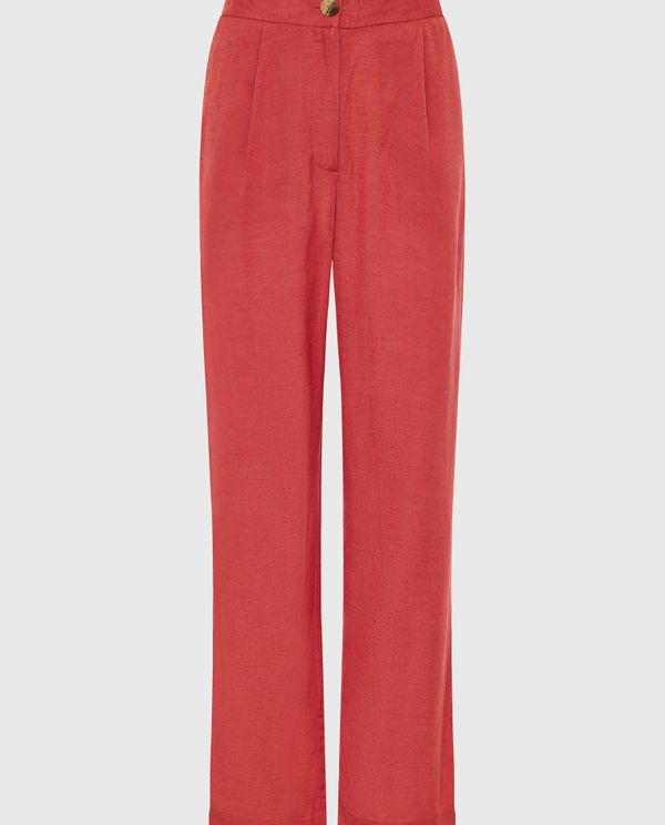 Wide leg linen blend παντελόνα με μονή πιέτα