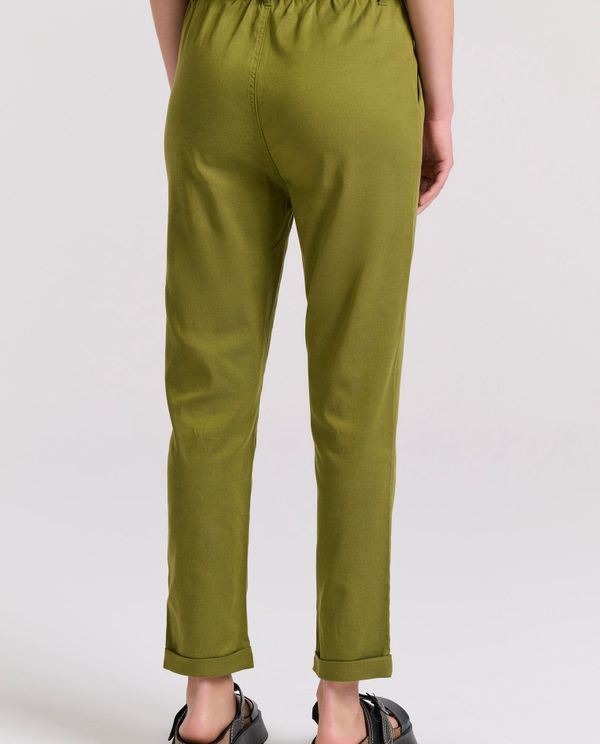 Lyocell blend cropped παντελόνι με ζώνη