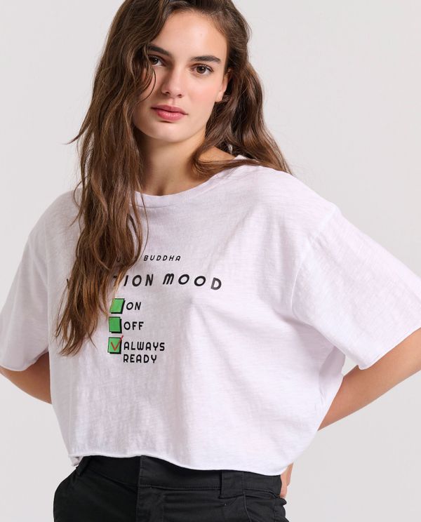 Loose fit cropped t-shirt με τύπωμα