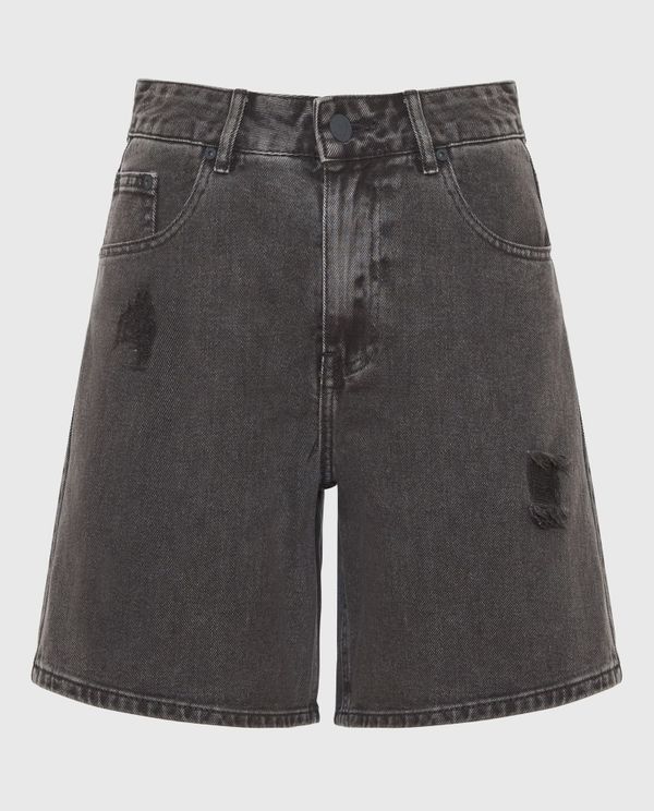 Γυναικεία loose fit garment dyed τζιν βερμούδα