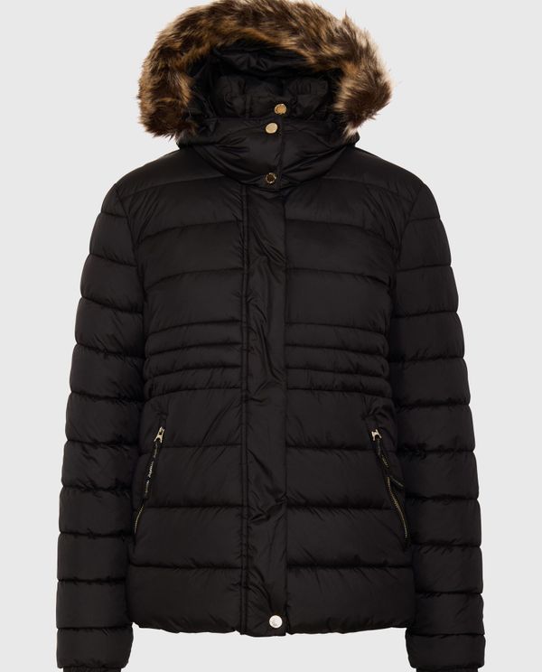 Καπιτονέ puffer μπουφάν με αποσπώμενη γούνα