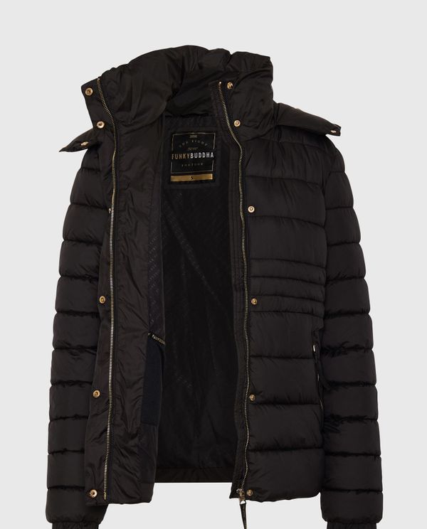 Καπιτονέ puffer μπουφάν με αποσπώμενη γούνα