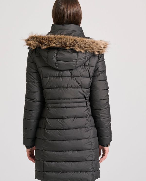 Long fit puffer μπουφάν με αποσπώμενη γούνα